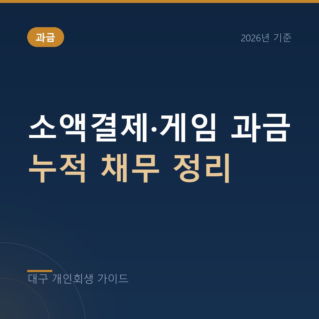 대구 개인회생 소액결제·게임 과금 누적 채무 정리