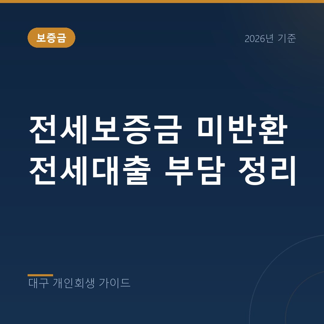 대구 개인회생 전세보증금 미반환 전세대출 부담 정리