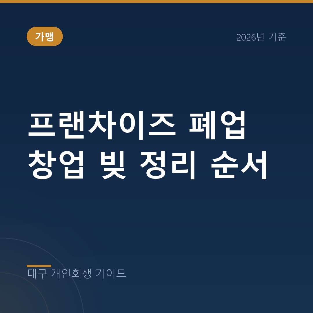 대구 개인회생 프랜차이즈 폐업 창업 빚 정리 순서